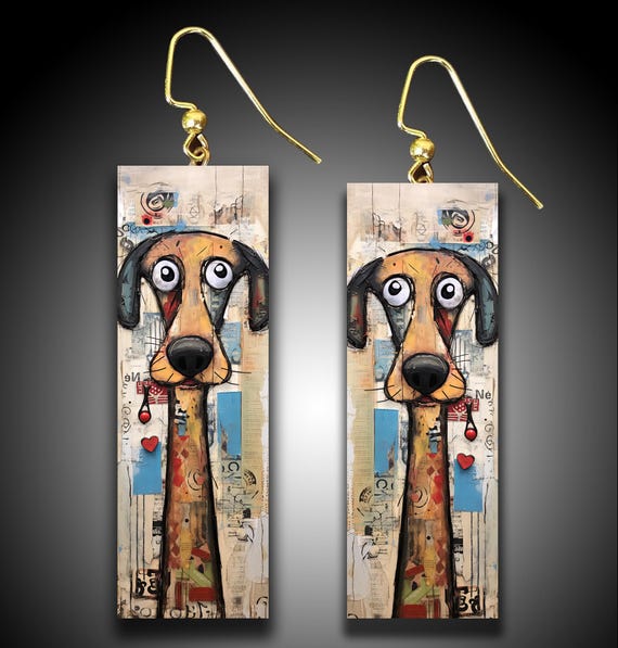 Whimsical puppies polymer clay earrings