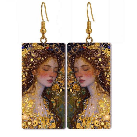 Klimt-Inspired Polymer Clay Earrings • Wearable Art