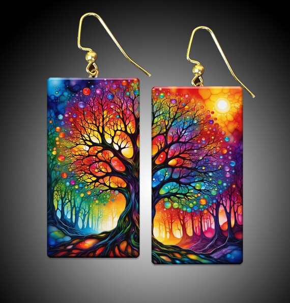 Celtic Tree of Life art handmade polymer clay earrings