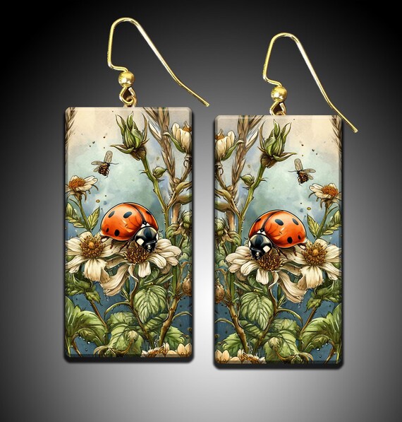 Good luck ladybugs polymer clay earrings