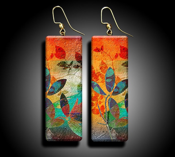Abstract floral polymer clay earrings
