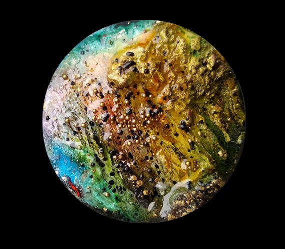 One-of-a-kind mixed media cabochon