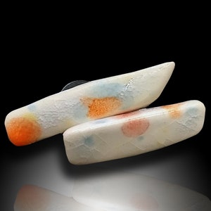 One-of-a-kind asymmetrical ceramic stud earrings