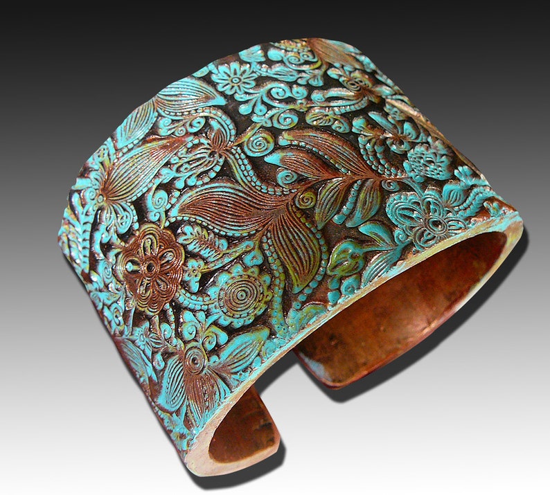 Flower Doodle Polymer Clay Cuff Bracelet Etsy