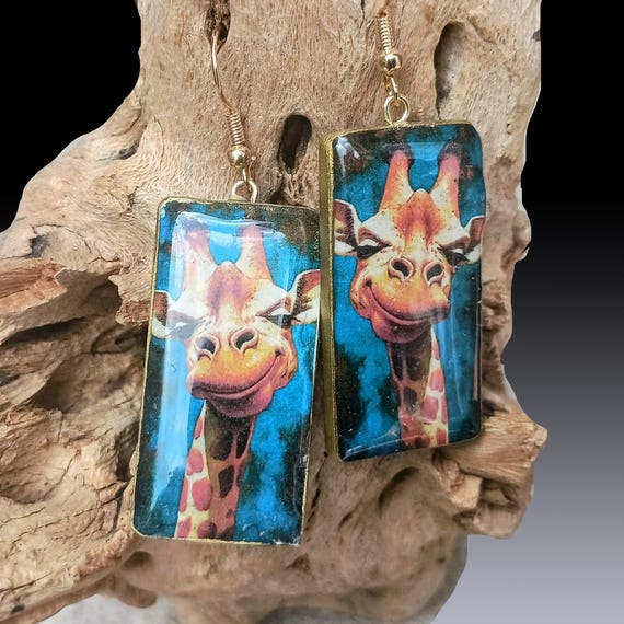 Giraffes Polymer Clay and Resin Designer Earrings