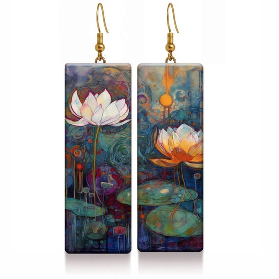 Boho Lotus Bloom Earrings • Spiritual Nature‑Inspired Dangles