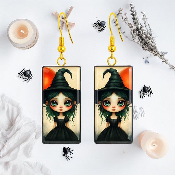 Handmade Witch Earrings – Whimsical Fantasy Art Jewelry