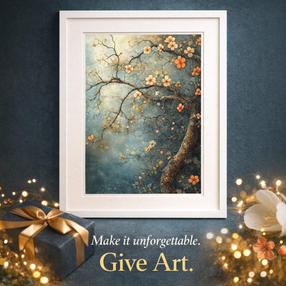 Whispers of Spring – Blossoming Branch Art Print – Floral Garden Scene on Mug, Tumbler, Coaster