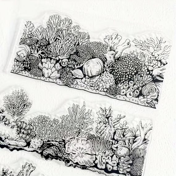 Transparent Stamps Featuring Sea Anemones, Coral Patterns, Designed for Scrapbooking, Cards, DIY Crafts