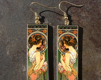 Art Nouveau polymer clay earrings