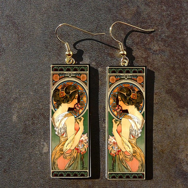 Boucles d'oreilles Art nouveau en pâte polymère