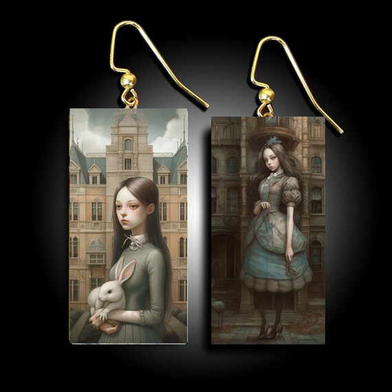Alice in Wonderland  polymer clay earrings