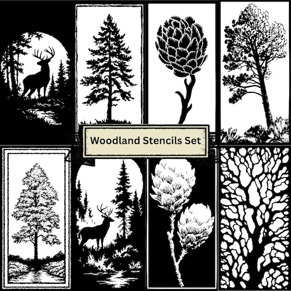 Reusable Woodland Stencil Set – Nature & Forest Designs