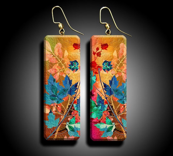 Abstract floral polymer clay earrings