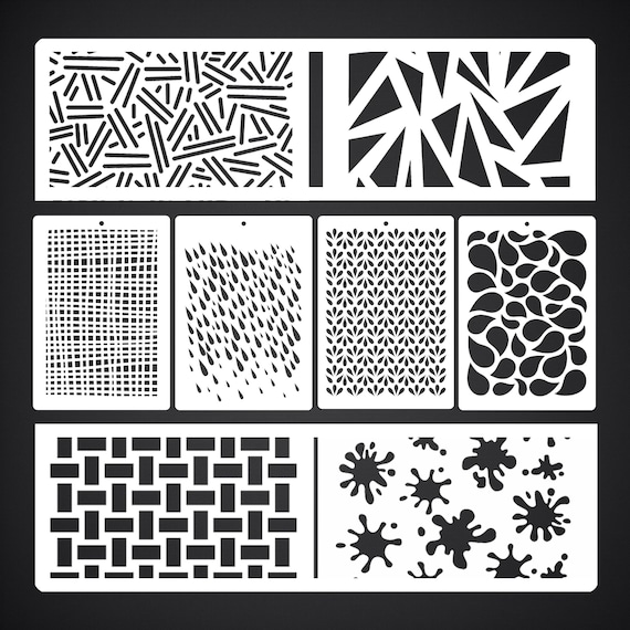 Modern Abstract Stencil Set | 8 Reusable Mylar Craft Stencils | Geometric & Texture Patterns