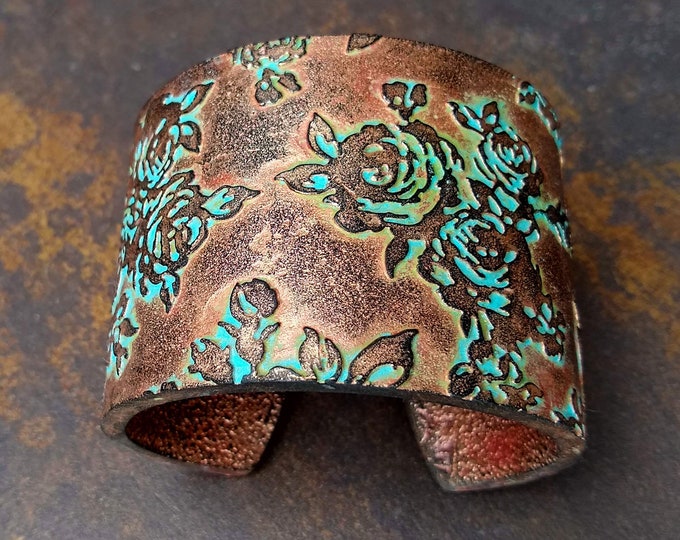 Roses polymer clay cuff bracelet