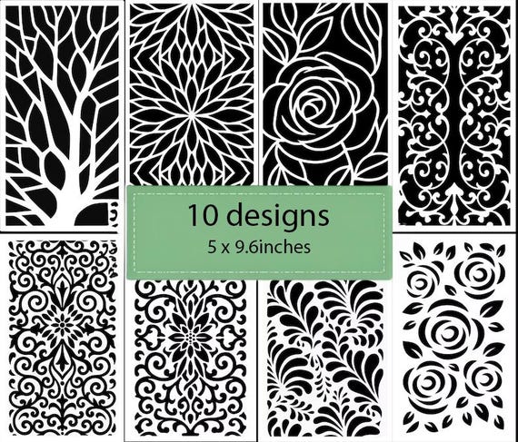 Reusable Stencil Set (10 Designs) | Floral, Leaf, Tree, Geometric Templates for DIY Painting, Walls, Crafts & Furniture