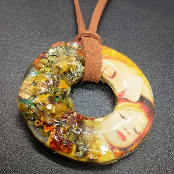 Mother and child One-of-a-kind Polymer clay pendant