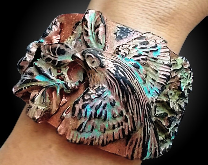 Sparrow weathered one-of-a-kind polymer clay cuff