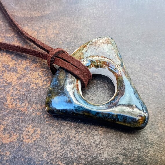 Handmade ceramic one-of-a-kind designer ring and pendant