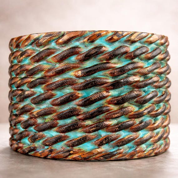Handcrafted Patina Cuff Bracelet – Artisan Bold Bohemian Jewelry