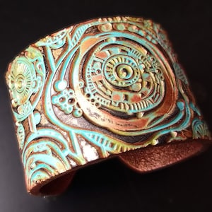 Whimsical art polymer clay cuff bracelet