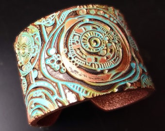 Whimsical art polymer clay cuff bracelet