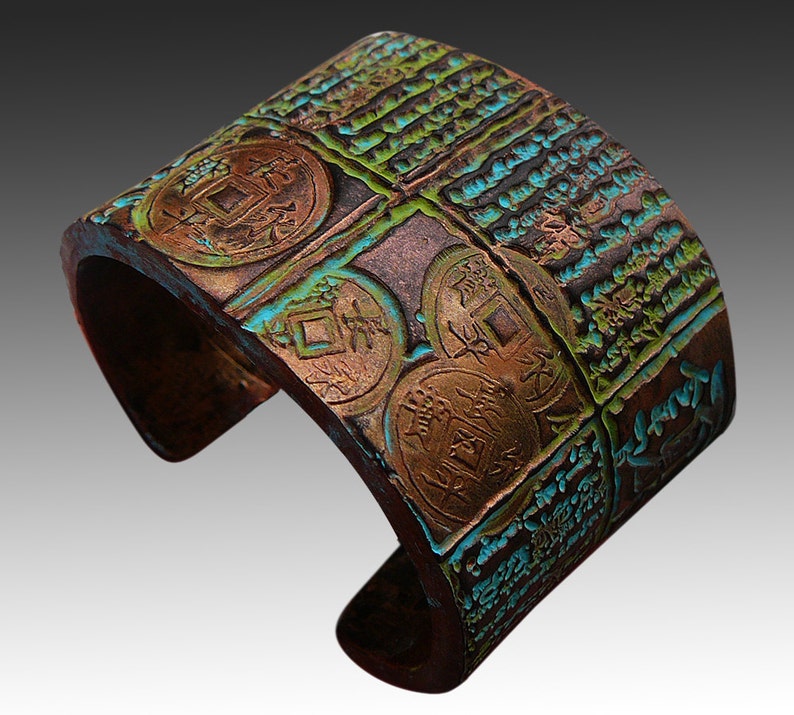 Asian Distressed Polymer Clay Cuff Bracelet Etsy