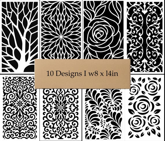 Reusable Stencil Set (10 Designs) | Floral, Leaf, Tree, Geometric Templates for DIY Painting, Walls, Crafts & Furniture