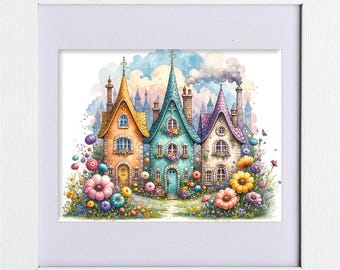 Whimsical Fairytale Houses Art Print