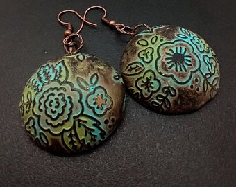 Doodle flowers polymer clay earrings