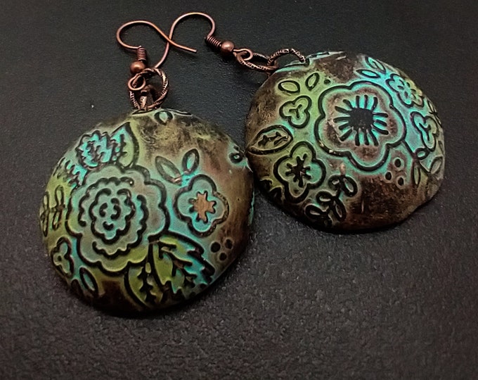 Doodle flowers polymer clay earrings