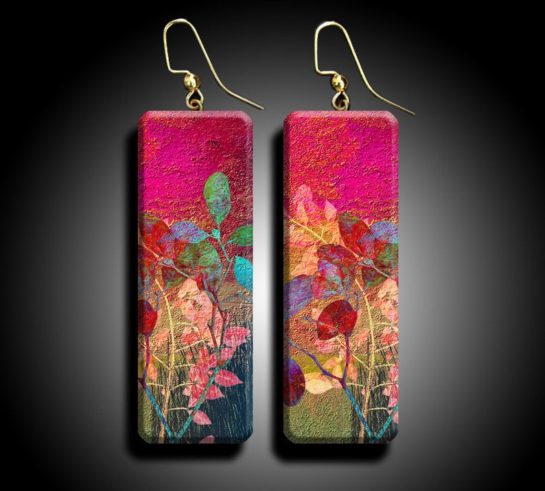 Abstract floral polymer clay earrings image 1