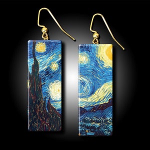 Starry night polymer clay earrings