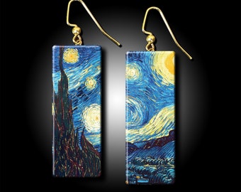 Starry night polymer clay earrings