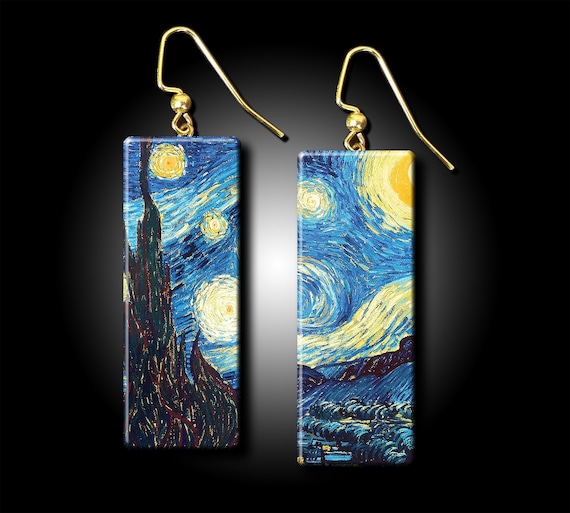 Starry night polymer clay earrings