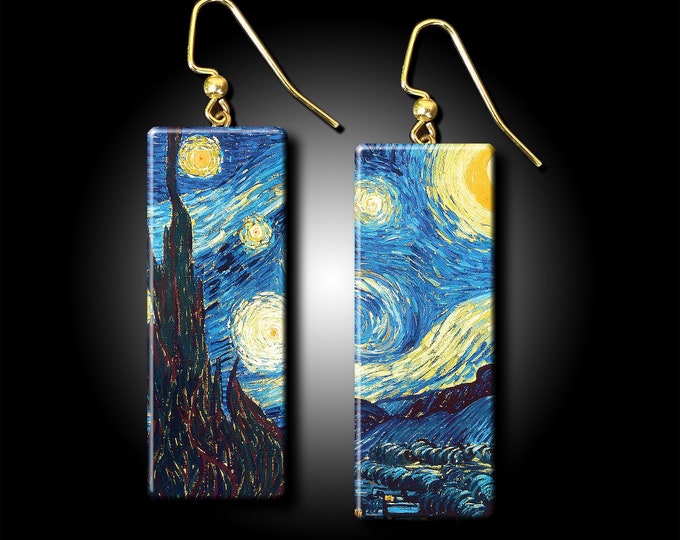 Starry night polymer clay earrings