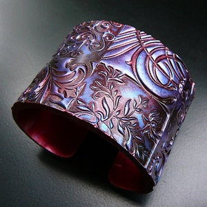 Oxidized copper polymer clay cuff bracelet image 4