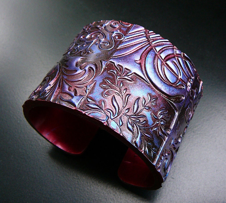 Oxidized copper polymer clay cuff bracelet image 4