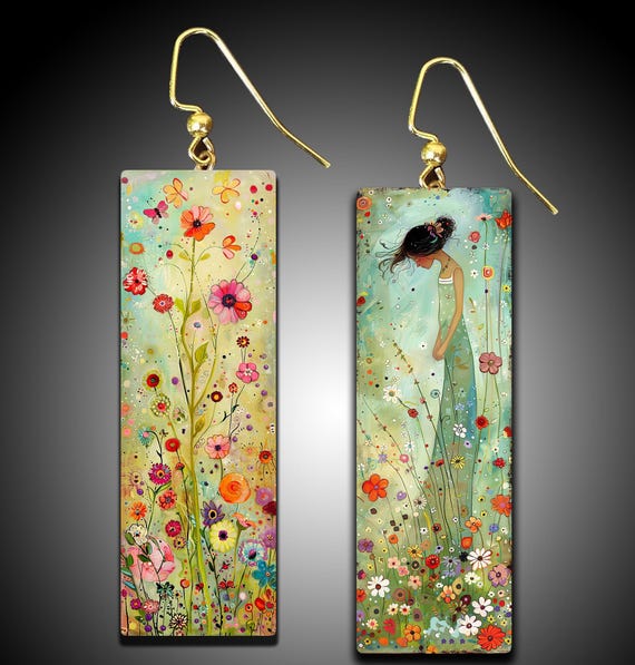 Romantic spring polymer clay earrings