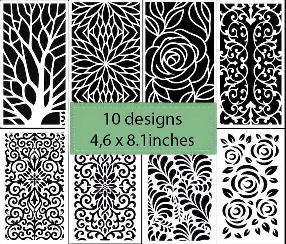 Reusable Stencil Set (10 Designs) | Floral, Leaf, Tree, Geometric Templates for DIY Painting, Walls, Crafts & Furniture