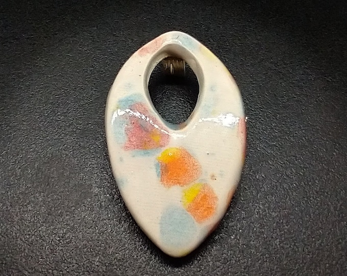 One-of-a-kind blue ink spotted ceramic pendant