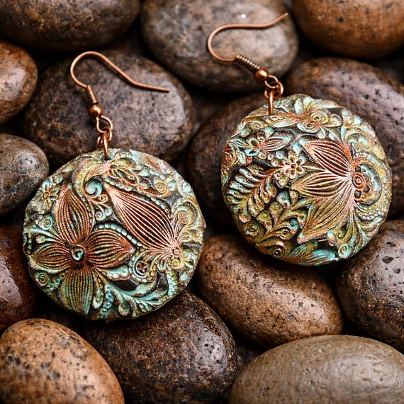Artisan Patina Earrings • Aged Copper Look • Handcrafted Wearable Art • Signature Studio Design