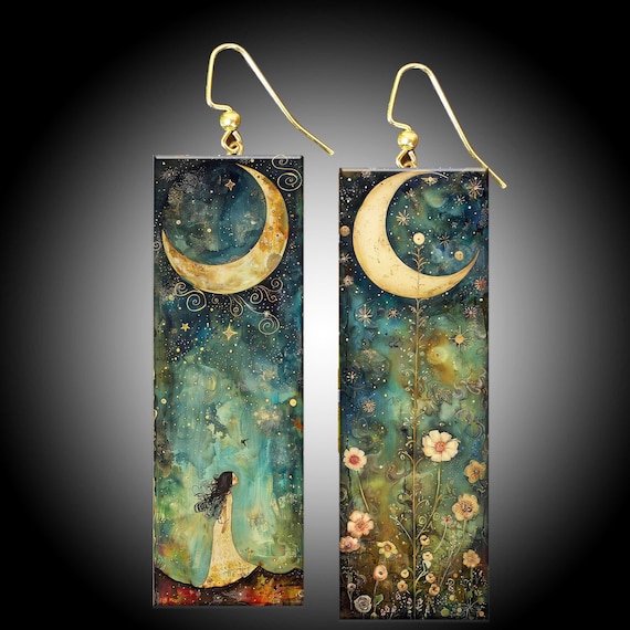 Moon child art earrings