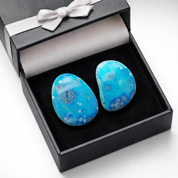 Handmade Convex Ceramic Earrings, Butterfly Wing Style