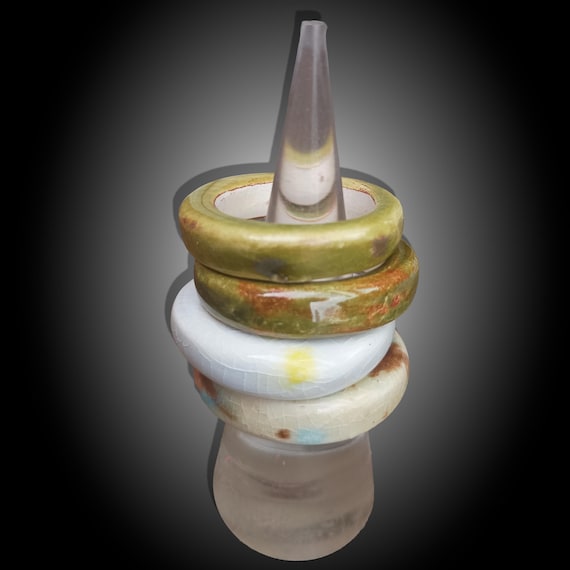 Handmade Ceramic Rings – Size 9 – Earthy Glazed Statement Bands – Sold Individually or as a Set