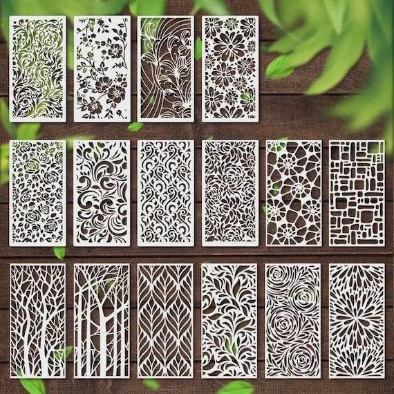 Reusable Stencil Set (15 Designs) | Floral, Leaf, Tree, Geometric Templates for DIY Painting, Walls, Crafts & Furniture