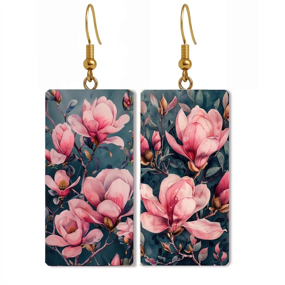 Pink Magnolia Floral Earrings | Lightweight Statement Earrings
