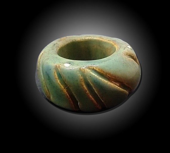 Ceramic asymmetrical chunky verdigris ring, one-of-a-kind