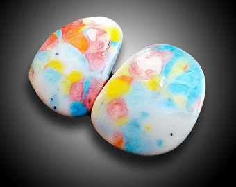 Ceramic convex-shaped earrings, one-of-a-kind